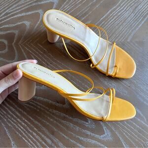 LIKE NEW Reformation Rachel Ochre Yellow Strappy Sandal Heel 8